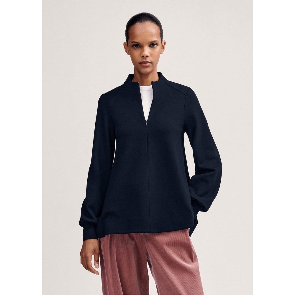 ME+EM Travel Tailoring Balloon Sleeve Swing Top Black Ponte Jersey US M